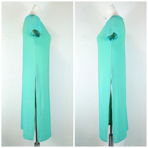 Vintage Natori Short Sleeve Laurex Jersey Midi Tunic Dress w/ High Slits Medium - Picture 5 of 9